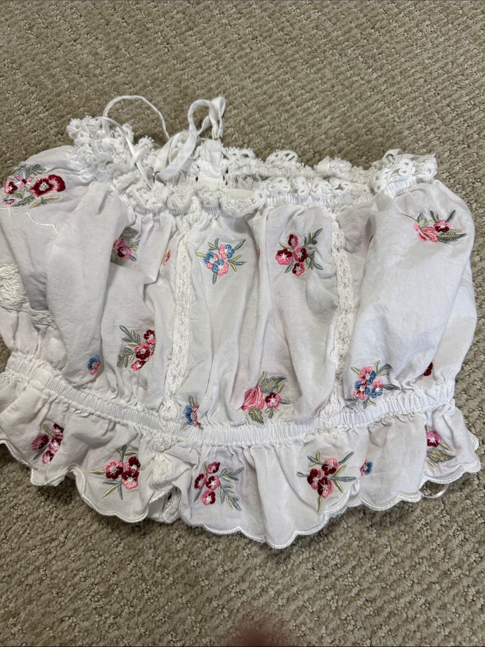 Altar'd State White Lace-Trim Button Front Top - Picture 4 of 4